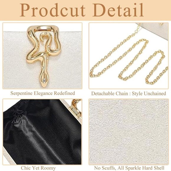 Elegant Glitter Clutch for Women – Sparkly Hard Shell Evening Purse - Picture 5 of 6